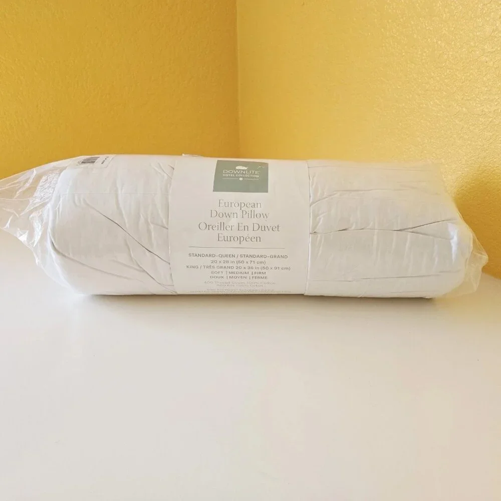 New Downlite Hotel Collection European Down Pillow King Soft 400TC 600FP
